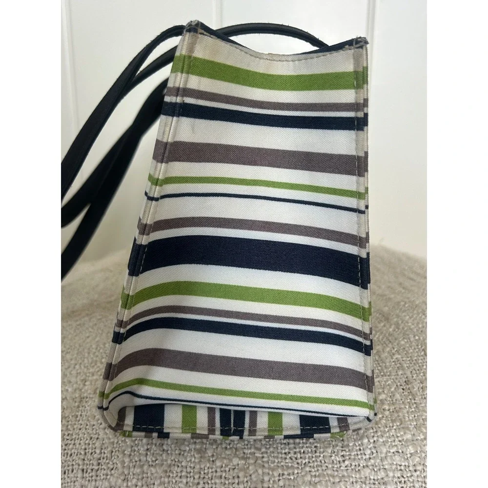 Vintage Kate Spade New York 90's Y2K Pinstripe Canvas Shoulder Bag